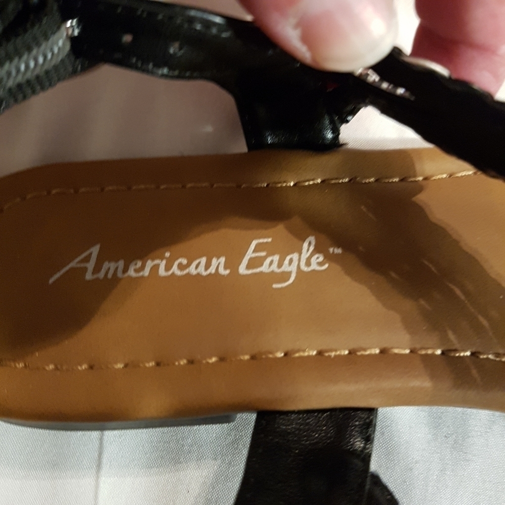 American Eagle by Payless size 6 1/2 womens sandals black with silver straps New - Picture 3 of 9